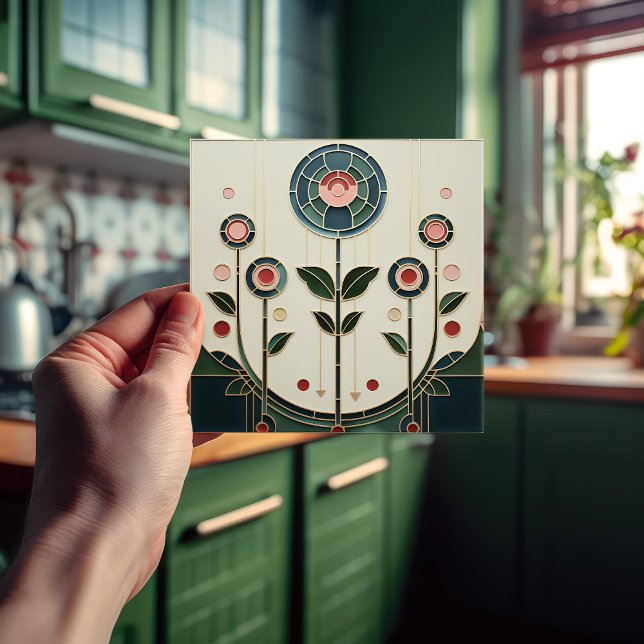 Mackintosh Art Deco Abstract Floral Wall Decor Cer Tile (Creator Uploaded)