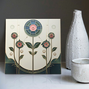 Mackintosh Art Deco Abstract Floral Wall Decor Cer Tile