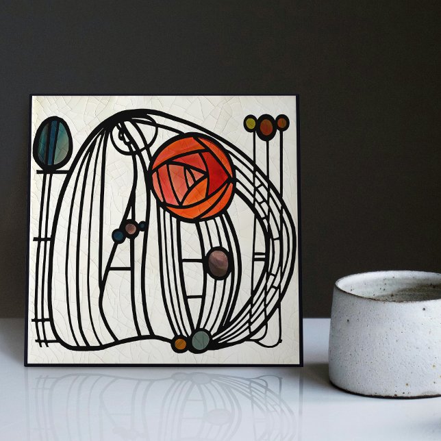 Mackintosh Art Deco Abstract Floral Wall Decor Cer Tile (Creator Uploaded)