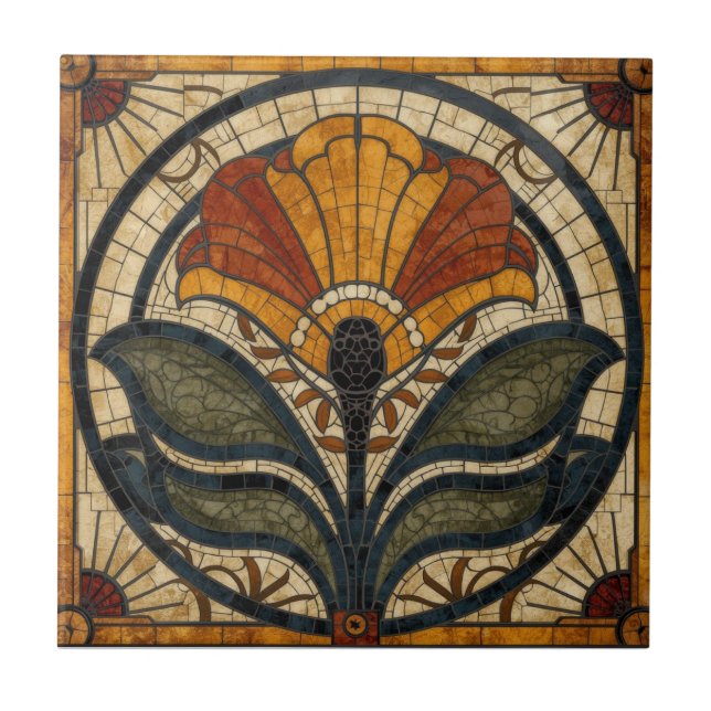 Mackintosh Art Deco Abstract Floral Wall Decor Tile (Front)