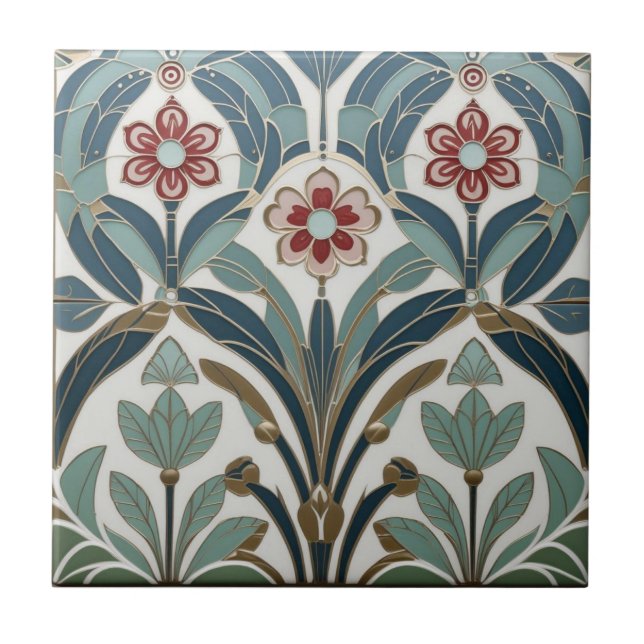 Mackintosh Art Deco Abstract Floral Wall Decor  Tile (Front)
