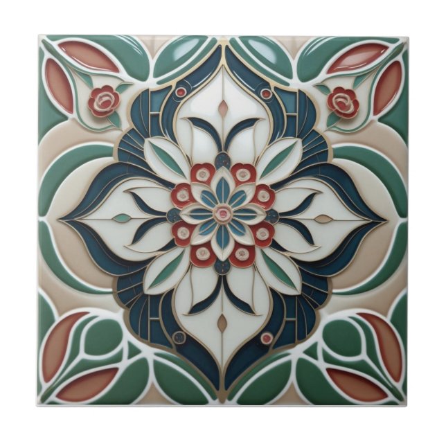 Mackintosh Art Deco Abstract Floral Wall Decor Tile (Front)