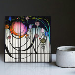 Mackintosh Art Deco Abstract Floral Wall Decor Tile<br><div class="desc">This ceramic tile features bold geometric shapes and intricate floral patterns reminiscent of the iconic style of Mackintosh. He was a prominent Scottish architect, designer, and artist of the Art Nouveau movement. Clean lines, geometric shapes, and a strong sense of symmetry characterise his work. These elements are beautifully represented in...</div>