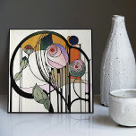 Mackintosh Art Deco Abstract Floral Wall Decor Tile<br><div class="desc">This ceramic tile features bold geometric shapes and intricate floral patterns reminiscent of the iconic style of Mackintosh. He was a prominent Scottish architect, designer, and artist of the Art Nouveau movement. Clean lines, geometric shapes, and a strong sense of symmetry characterise his work. These elements are beautifully represented in...</div>