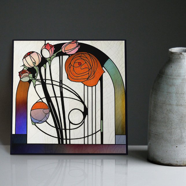 Mackintosh Art Deco Abstract Floral Wall Decor Tile (Creator Uploaded)