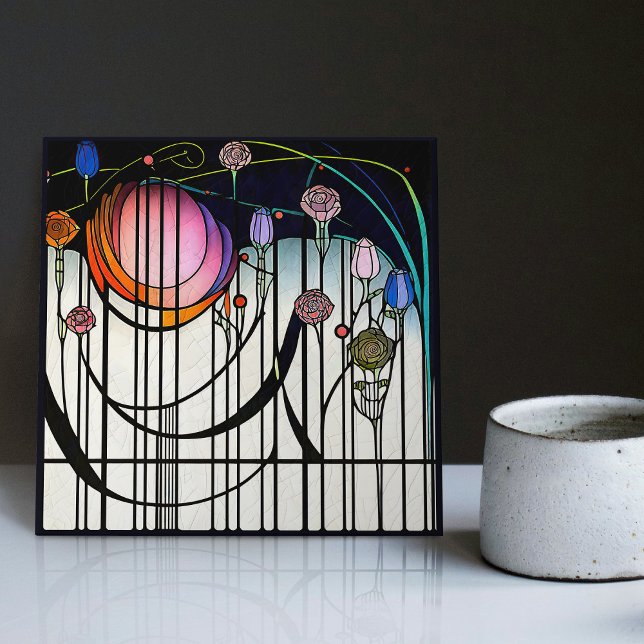 Mackintosh Art Deco Abstract Floral Wall Decor Tile (Creator Uploaded)