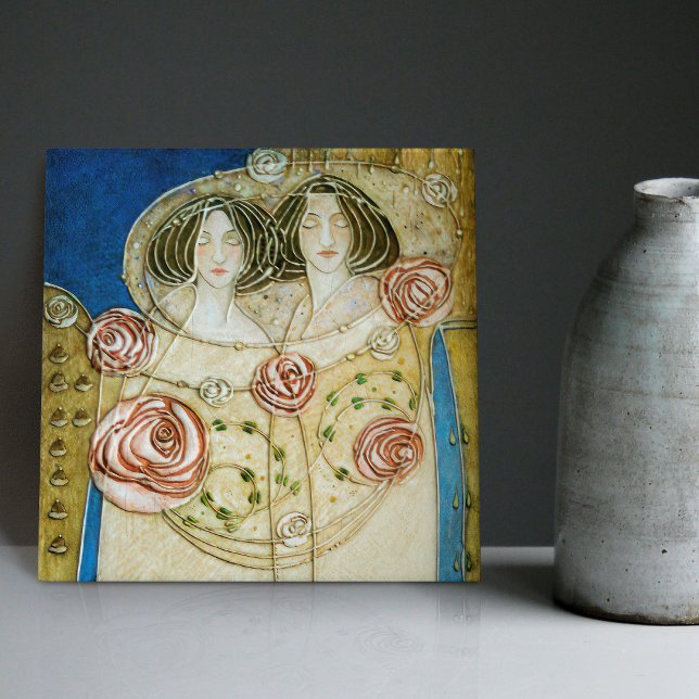 Mackintosh Art Deco Women and Roses Wall Decor Tile (Creator Uploaded)