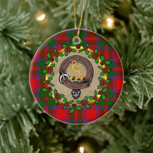 MacKintosh Badge & Tartan Personalised Christmas Ceramic Tree Decoration