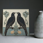Mackintosh Black Birds Art Deco Nouveau Wall Decor Tile<br><div class="desc">This ceramic tile features two black birds and intricate floral patterns reminiscent of the iconic style of Mackintosh. He was a prominent Scottish architect, designer, and artist of the Art Nouveau movement. Clean lines, geometric shapes, and a strong sense of symmetry characterise his work. These elements are beautifully represented in...</div>
