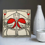 Mackintosh Lovebirds Abstract Wall Decor Bird Tile<br><div class="desc">This ceramic tile 'Lovebirds' features bold geometric shapes and intricate floral patterns reminiscent of the iconic style of Mackintosh. He was a prominent Scottish architect, designer, and artist of the Art Nouveau movement. Clean lines, geometric shapes, and a strong sense of symmetry characterise his work. These elements are beautifully represented...</div>