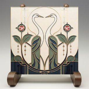 Mackintosh Rose & Birds Art Nouveau Minimalist Tile