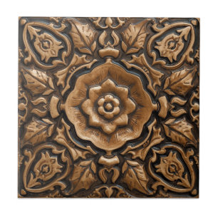 Mackintosh Rose Faux Relief Arts & Crafts Repro Tile