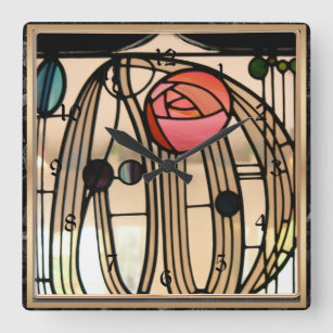 Mackintosh - Stained Glass Window, The Hill House Square Wall Clock