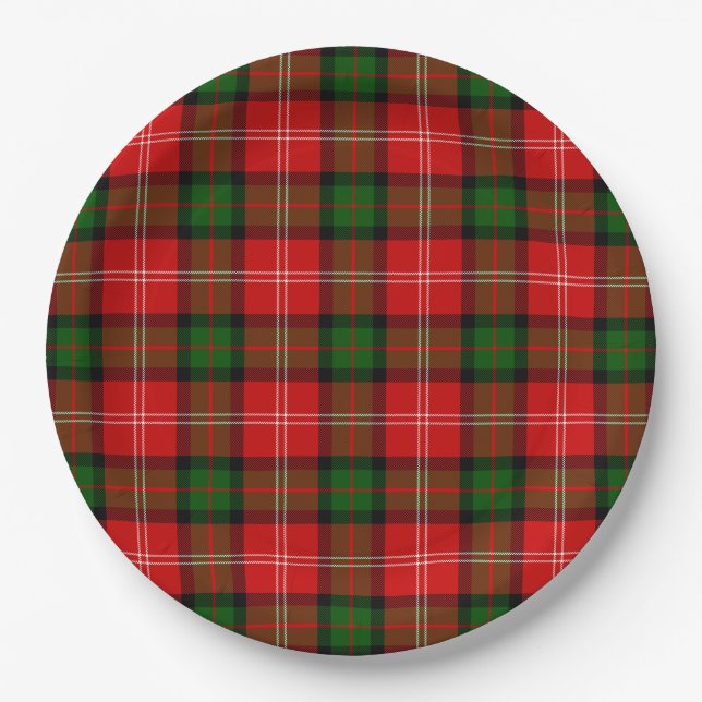 MacKintosh tartan red green plaid Paper Plate (Front)
