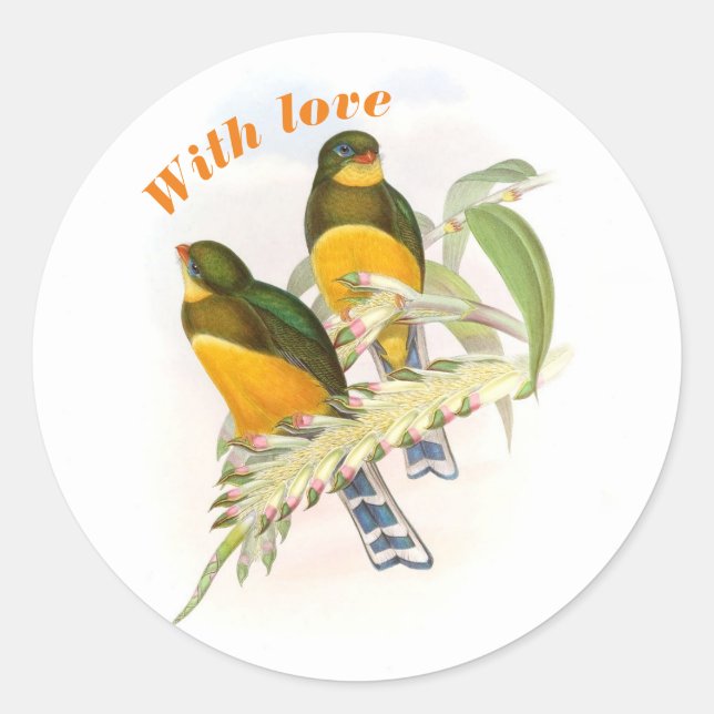 Macklot’s Trogon, With love   Classic Round Sticker (Front)