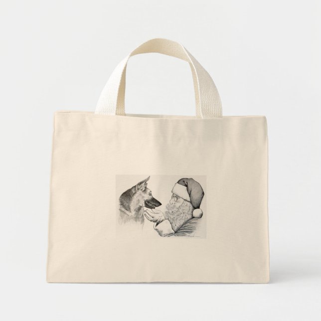Macksie-and-Santa-LARGE Mini Tote Bag (Front)