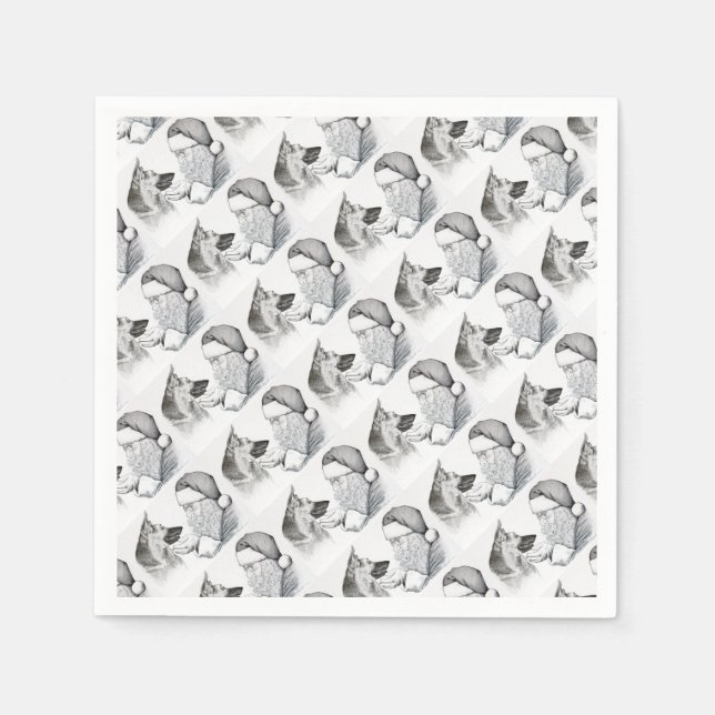 Macksie-and-Santa-LARGE Napkin (Front)