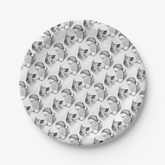 Macksie-and-Santa-LARGE Paper Plate (Front)