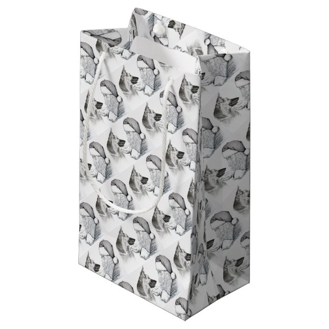 Macksie-and-Santa-LARGE Small Gift Bag (Front Angled)