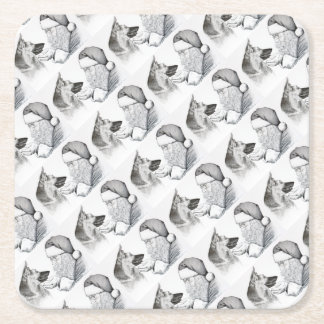 Macksie-and-Santa-LARGE Square Paper Coaster