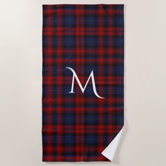 MacLachlan Clan Tartan Plaid Monogram Beach Towel (Front)