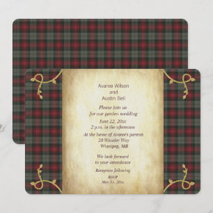 MacLachlan Weathered Tartan Garden Wedding Invitation