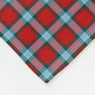 MacLaine Clan Bright Red and Sky Blue Tartan Fleece Blanket