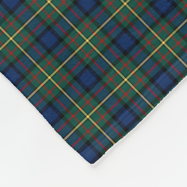 MacLaren Clan Dark Blue, Green and Yellow Tartan Fleece Blanket (Corner)