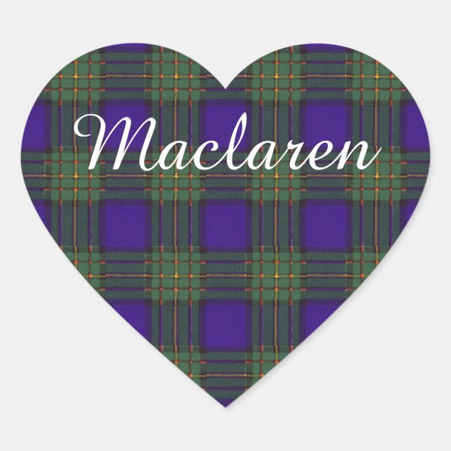 Maclaren clan Plaid Scottish tartan Heart Sticker (Front)