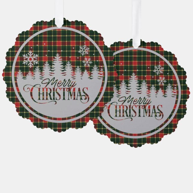 MacLaughlsn Old Modern Scottish Tartan Christmas Tree Decoration Card (Front/Back)