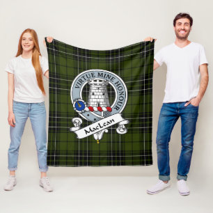 MacLean Hunting Clan Badge Tartan Plaid Fleece Blanket