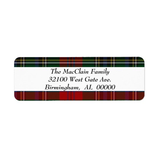 MacLean MacClain Tartan Plaid Return Label Return Address Label