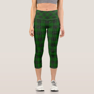MacLean Tartan Green and Black Plaid Capri Leggings