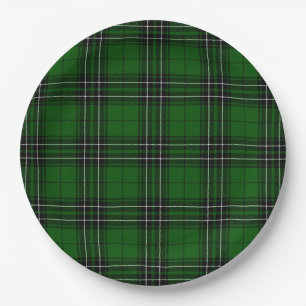 MacLean Tartan Green and Black Plaid Paper Plate