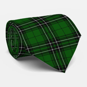 MacLean Tartan Green and Black Plaid Tie