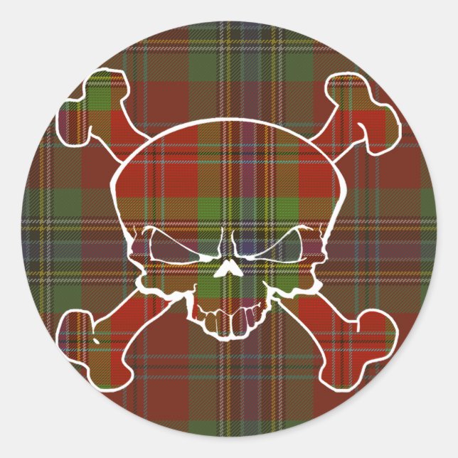 MacLean Tartan Skull No Banner Classic Round Sticker (Front)