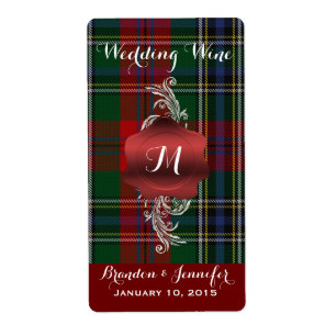 MacLeann Plaid Monogram Wedding Mini Wine Labels