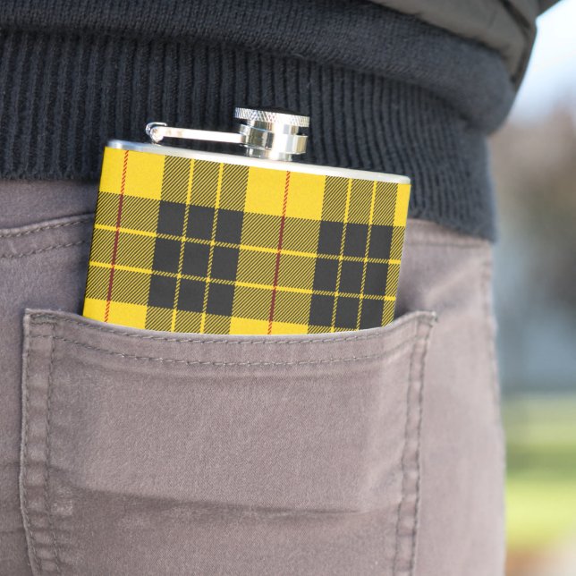 MacLeod Clan Tartan Plaid Pattern Hip Flask (In Situ)
