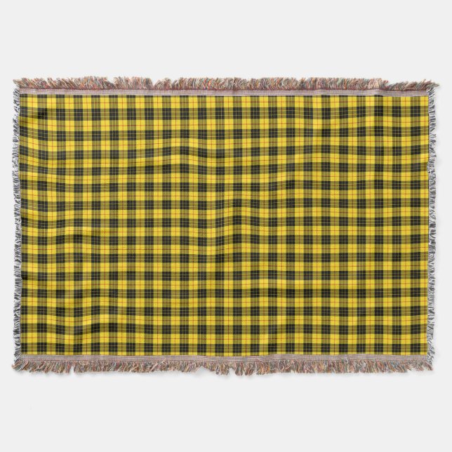 MacLeod Clan Yellow and Black Scottish Tartan Throw Blanket (Front)
