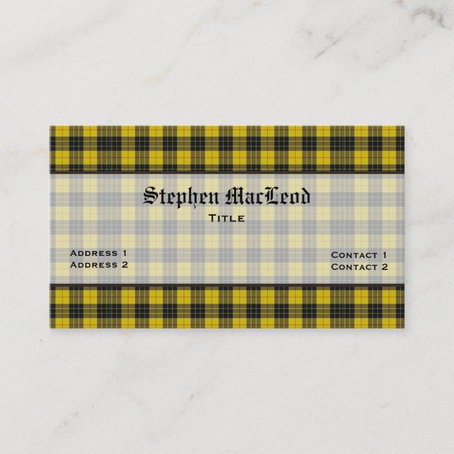 MacLeod DressTraditional Tartan Plaid Custom Business Card (Front)