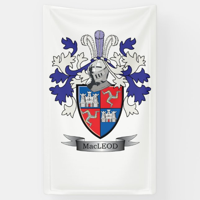 MacLeod Family Crest Coat of Arms Banner (Vertical)
