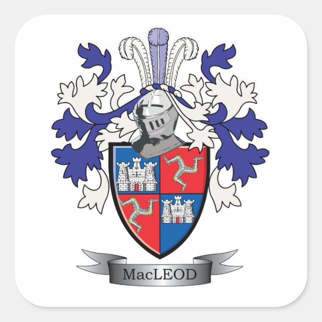 MacLeod Family Crest Coat of Arms Square Sticker (Front)