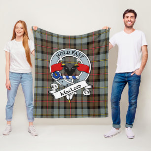 MacLeod Of Harris Weathered Clan Badge Tartan Plai Fleece Blanket
