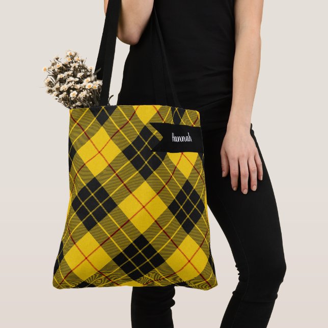 MacLeod Scottish Clan Tartan Plaid Pattern Tote Bag (Close Up)