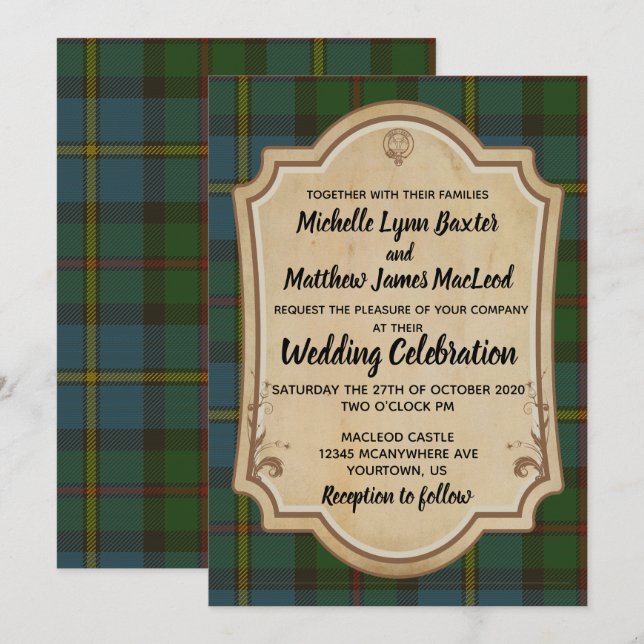 MacLeod Tartan Wedding Invitation (Front/Back)