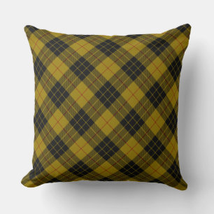 MacLeod tartan yellow black plaid Cushion