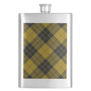 MacLeod tartan yellow black plaid Hip Flask