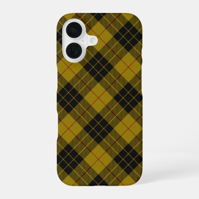 MacLeod tartan yellow black plaid iPhone 16 Case (Back)
