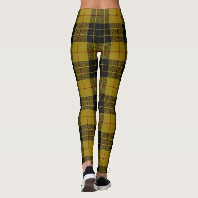 MacLeod tartan yellow black plaid Leggings (Back)