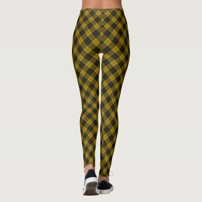 MacLeod tartan yellow black plaid Leggings (Back)